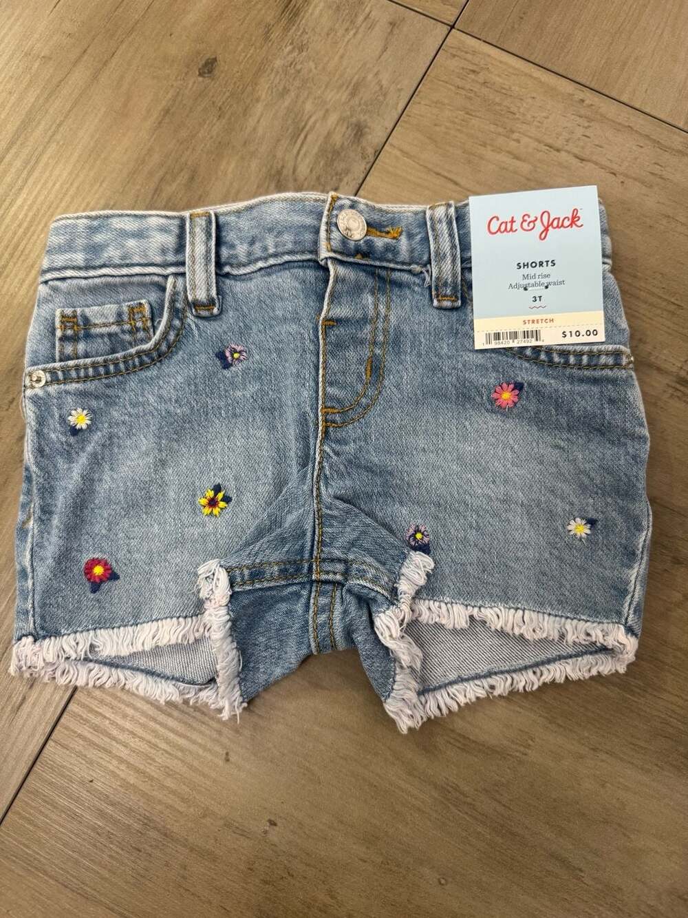 Cat & Jack Floral Embroidered Denim Shorts Size 3T